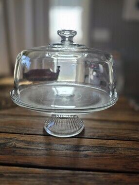 Clear Glass Pedestal Cake Stand with Dome - Home Dining Serveware